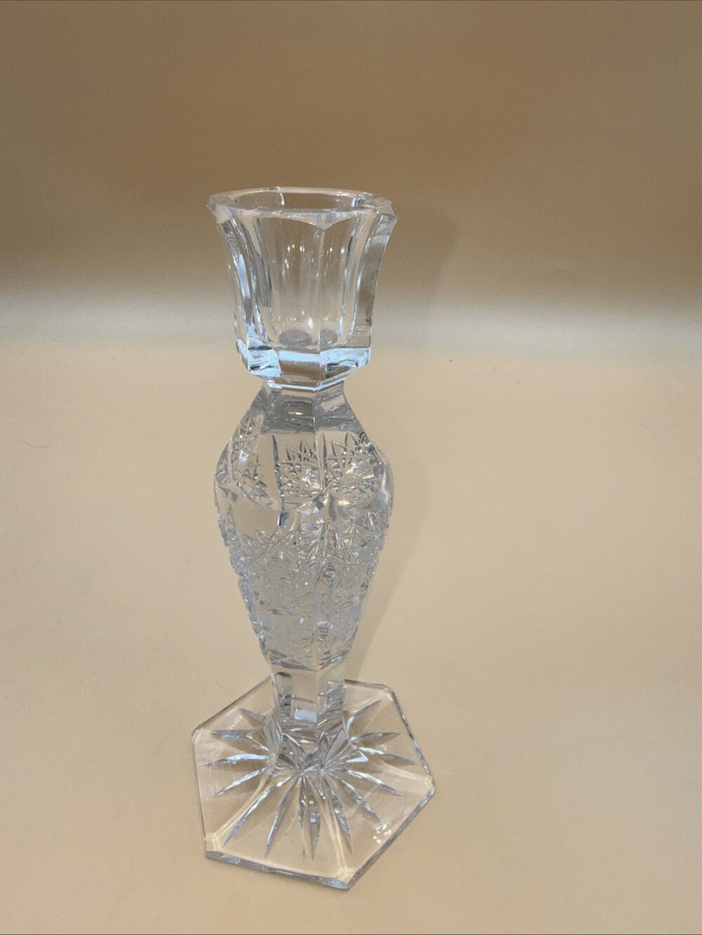 Crystal Clear Lead Crystal Candlestick Candle Holder Clear Elegant Decor 7.5”